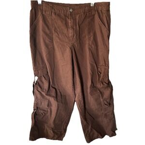 No Boundaries Womens Wide Leg Cargo Utility Y2K Brown Pants Size L (12-14)